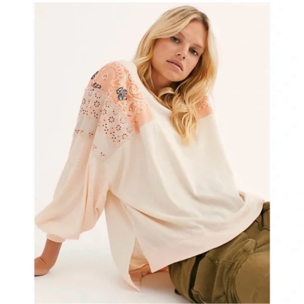 Free People We the Free Feelin’ It Embroidered Top
